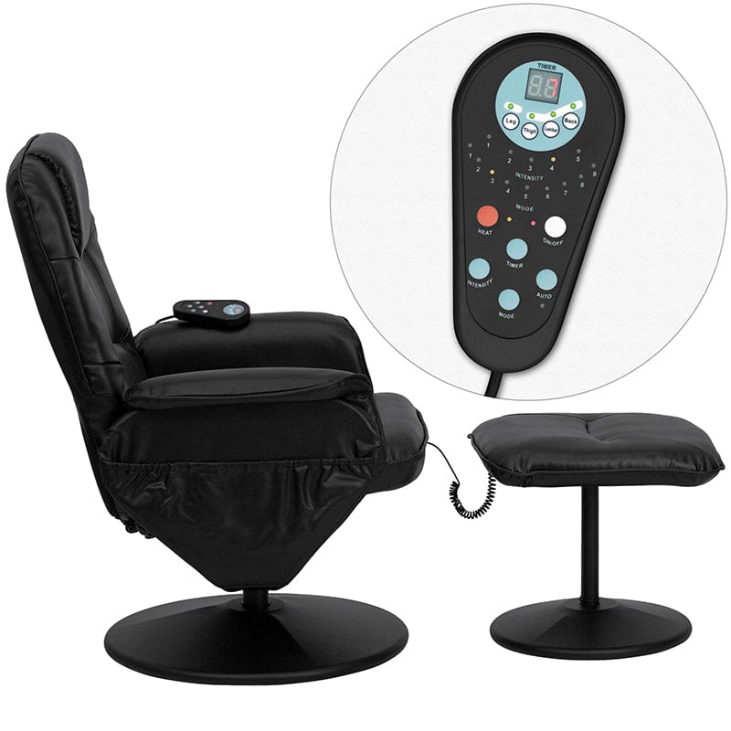 Massaging Adjustable Recliner with Deep Side Pockets and Ottoman with Wrapped Base in Black LeatherSoft - BT-753P-MASSAGE-BK-GG A-Z Store Nadia