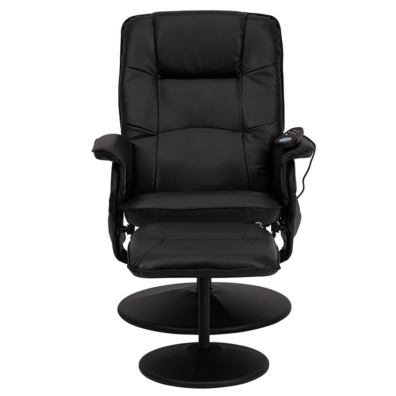 Massaging Adjustable Recliner with Deep Side Pockets and Ottoman with Wrapped Base in Black LeatherSoft - BT-753P-MASSAGE-BK-GG A-Z Store Nadia