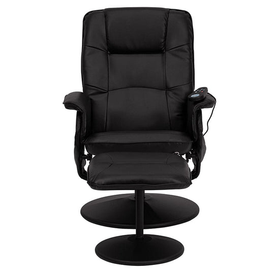 Massaging Adjustable Recliner with Deep Side Pockets and Ottoman with Wrapped Base in Black LeatherSoft - BT-753P-MASSAGE-BK-GG A-Z Store Nadia