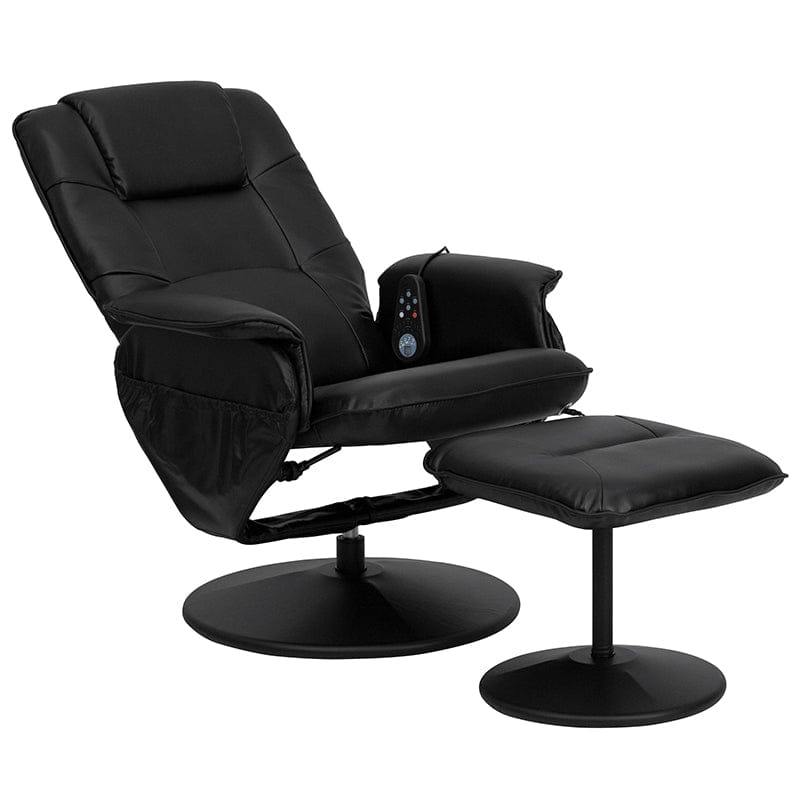 Massaging Adjustable Recliner with Deep Side Pockets and Ottoman with Wrapped Base in Black LeatherSoft - BT-753P-MASSAGE-BK-GG A-Z Store Nadia