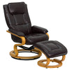 Contemporary Adjustable Recliner and Ottoman with Swivel Maple Wood Base in Black LeatherSoft - BT-7615-BK-CURV-GG