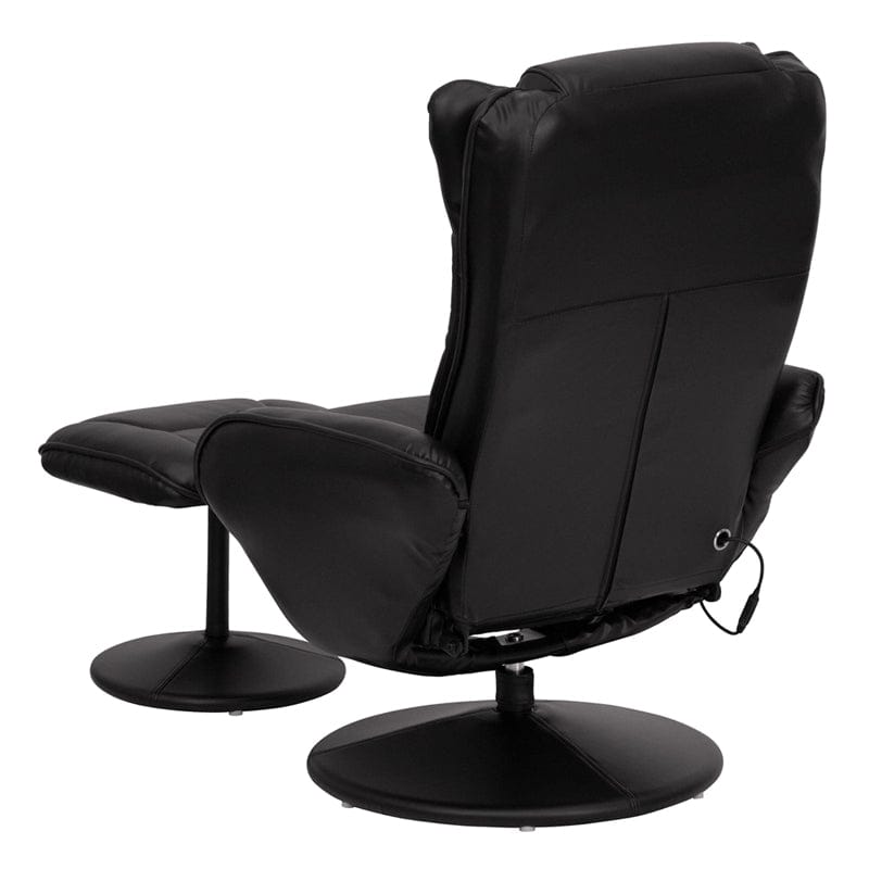 Massaging Multi-Position Plush Recliner with Side Pocket and Ottoman in Black LeatherSoft - BT-7672-MASSAGE-BK-GG A-Z Store Nadia