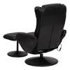 Massaging Multi-Position Plush Recliner with Side Pocket and Ottoman in Black LeatherSoft - BT-7672-MASSAGE-BK-GG
