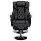 Transitional Multi-Position Recliner and Ottoman with Chrome Base in Black LeatherSoft - BT-7807-TRAD-GG A-Z Store Nadia