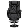 Transitional Multi-Position Recliner and Ottoman with Chrome Base in Black LeatherSoft - BT-7807-TRAD-GG