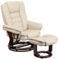 Contemporary Multi-Position Recliner with Horizontal Stitching and Ottoman with Swivel Mahogany Wood Base in Beige LeatherSoft - BT-7818-BGE-GG A-Z Store Nadia