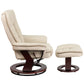 Contemporary Multi-Position Recliner with Horizontal Stitching and Ottoman with Swivel Mahogany Wood Base in Beige LeatherSoft - BT-7818-BGE-GG A-Z Store Nadia