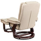 Contemporary Multi-Position Recliner with Horizontal Stitching and Ottoman with Swivel Mahogany Wood Base in Beige LeatherSoft - BT-7818-BGE-GG A-Z Store Nadia