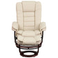 Contemporary Multi-Position Recliner with Horizontal Stitching and Ottoman with Swivel Mahogany Wood Base in Beige LeatherSoft - BT-7818-BGE-GG A-Z Store Nadia