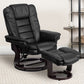 Contemporary Multi-Position Recliner with Horizontal Stitching and Ottoman with Swivel Mahogany Wood Base in Beige LeatherSoft - BT-7818-BGE-GG A-Z Store Nadia
