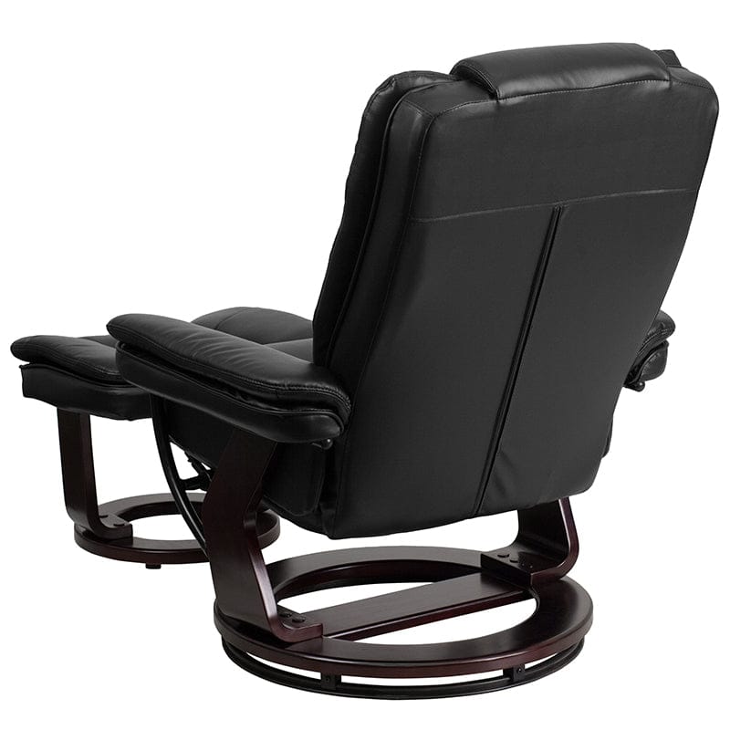 Contemporary Multi-Position Recliner with Horizontal Stitching and Ottoman with Swivel Mahogany Wood Base in Beige LeatherSoft - BT-7818-BGE-GG A-Z Store Nadia