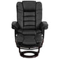 Contemporary Multi-Position Recliner with Horizontal Stitching and Ottoman with Swivel Mahogany Wood Base in Beige LeatherSoft - BT-7818-BGE-GG A-Z Store Nadia