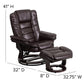 Contemporary Multi-Position Recliner with Horizontal Stitching and Ottoman with Swivel Mahogany Wood Base in Beige LeatherSoft - BT-7818-BGE-GG A-Z Store Nadia