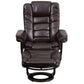 Contemporary Multi-Position Recliner with Horizontal Stitching and Ottoman with Swivel Mahogany Wood Base in Beige LeatherSoft - BT-7818-BGE-GG A-Z Store Nadia