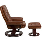 Contemporary Multi-Position Recliner with Horizontal Stitching and Ottoman with Swivel Mahogany Wood Base in Beige LeatherSoft - BT-7818-BGE-GG A-Z Store Nadia
