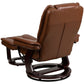 Contemporary Multi-Position Recliner with Horizontal Stitching and Ottoman with Swivel Mahogany Wood Base in Beige LeatherSoft - BT-7818-BGE-GG A-Z Store Nadia