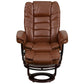 Contemporary Multi-Position Recliner with Horizontal Stitching and Ottoman with Swivel Mahogany Wood Base in Beige LeatherSoft - BT-7818-BGE-GG A-Z Store Nadia