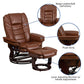 Contemporary Multi-Position Recliner with Horizontal Stitching and Ottoman with Swivel Mahogany Wood Base in Beige LeatherSoft - BT-7818-BGE-GG A-Z Store Nadia