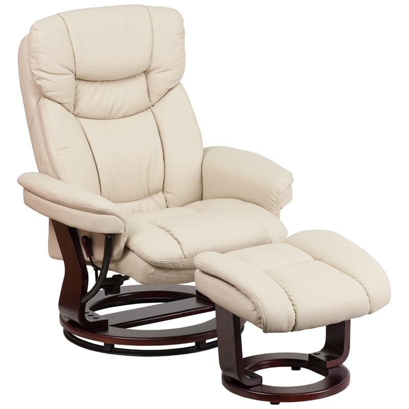 Recliner Chair with Ottoman | Beige LeatherSoft Swivel Recliner Chair with Ottoman Footrest - BT-7821-BGE-GG A-Z Store Nadia