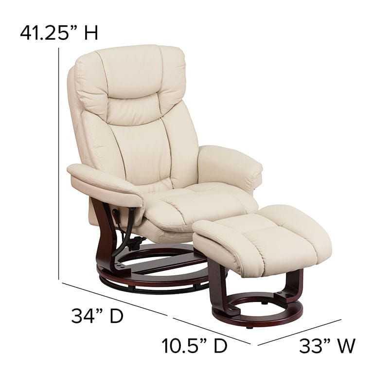Recliner Chair with Ottoman | Beige LeatherSoft Swivel Recliner Chair with Ottoman Footrest - BT-7821-BGE-GG A-Z Store Nadia