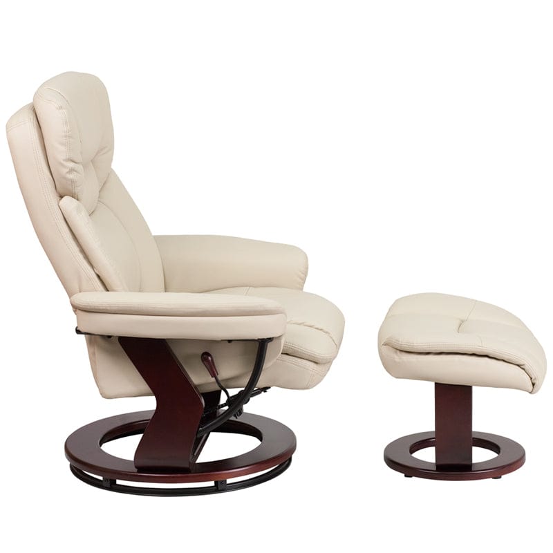 Recliner Chair with Ottoman | Beige LeatherSoft Swivel Recliner Chair with Ottoman Footrest - BT-7821-BGE-GG A-Z Store Nadia