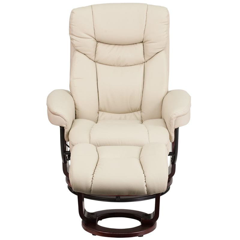 Recliner Chair with Ottoman | Beige LeatherSoft Swivel Recliner Chair with Ottoman Footrest - BT-7821-BGE-GG A-Z Store Nadia