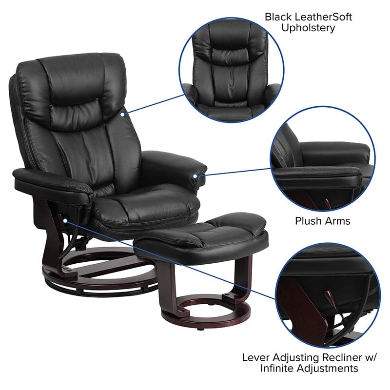 Recliner Chair with Ottoman | Beige LeatherSoft Swivel Recliner Chair with Ottoman Footrest - BT-7821-BGE-GG A-Z Store Nadia