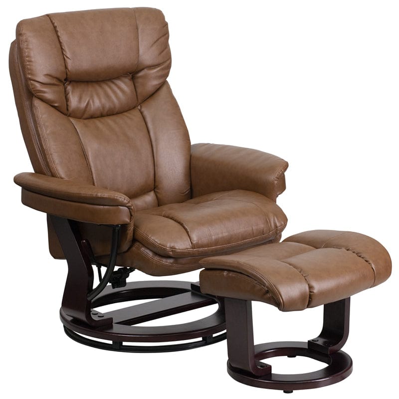 Recliner Chair with Ottoman | Beige LeatherSoft Swivel Recliner Chair with Ottoman Footrest - BT-7821-BGE-GG A-Z Store Nadia