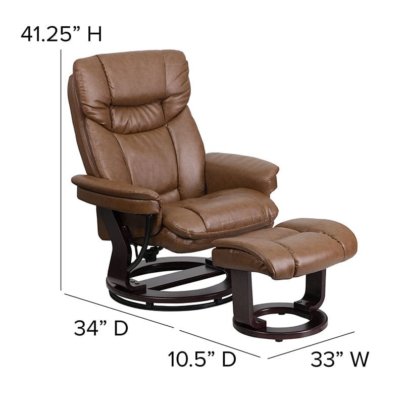 Recliner Chair with Ottoman | Beige LeatherSoft Swivel Recliner Chair with Ottoman Footrest - BT-7821-BGE-GG A-Z Store Nadia