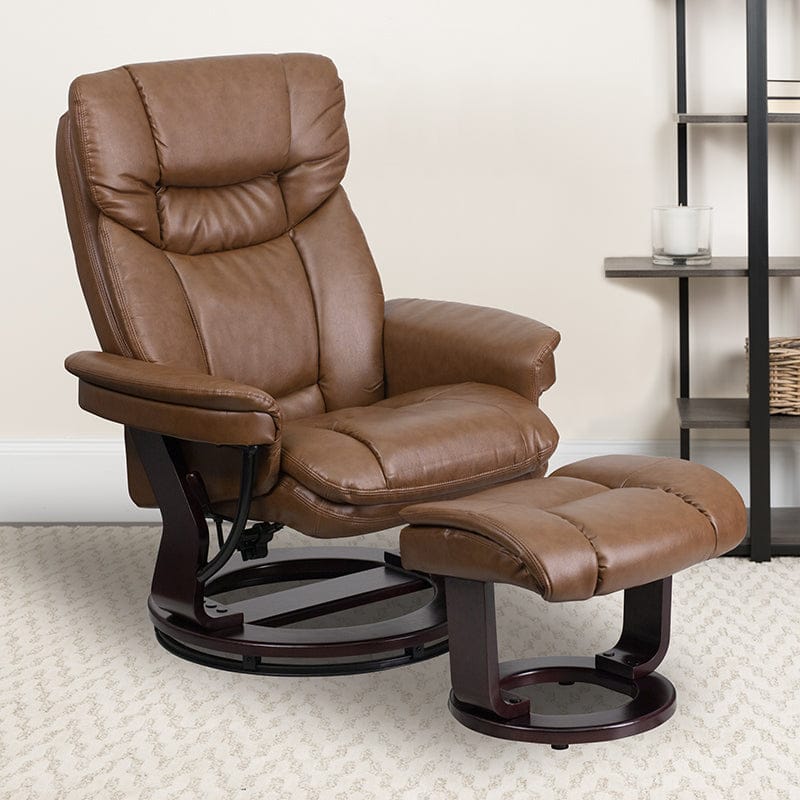 Recliner Chair with Ottoman | Beige LeatherSoft Swivel Recliner Chair with Ottoman Footrest - BT-7821-BGE-GG A-Z Store Nadia