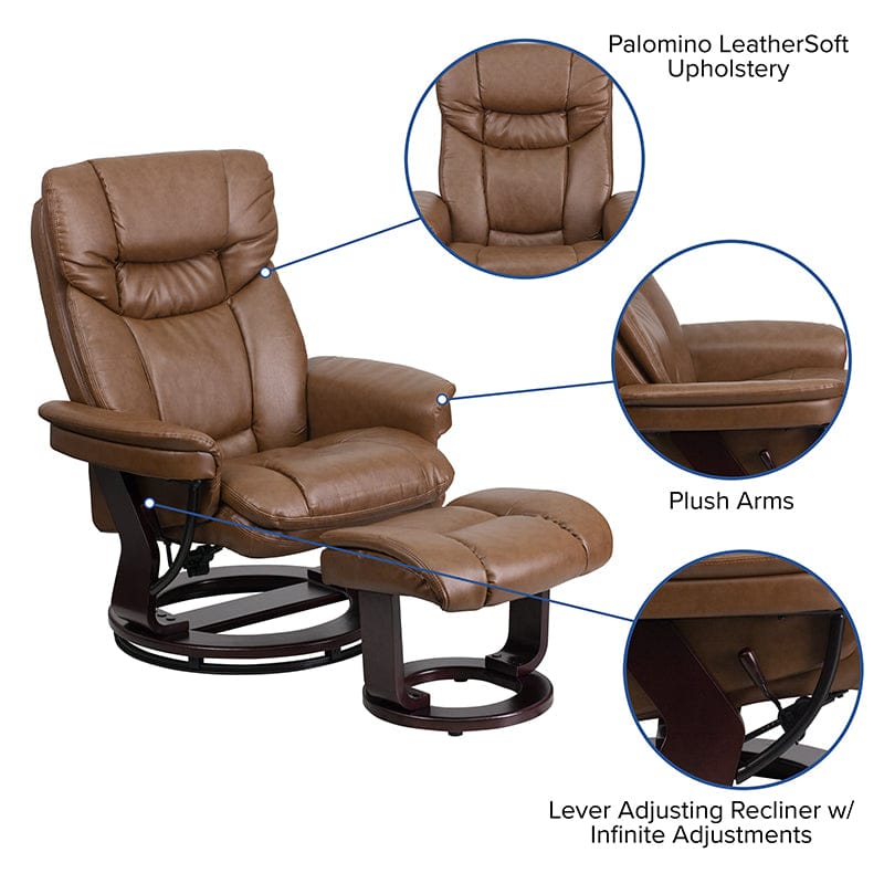 Recliner Chair with Ottoman | Beige LeatherSoft Swivel Recliner Chair with Ottoman Footrest - BT-7821-BGE-GG A-Z Store Nadia