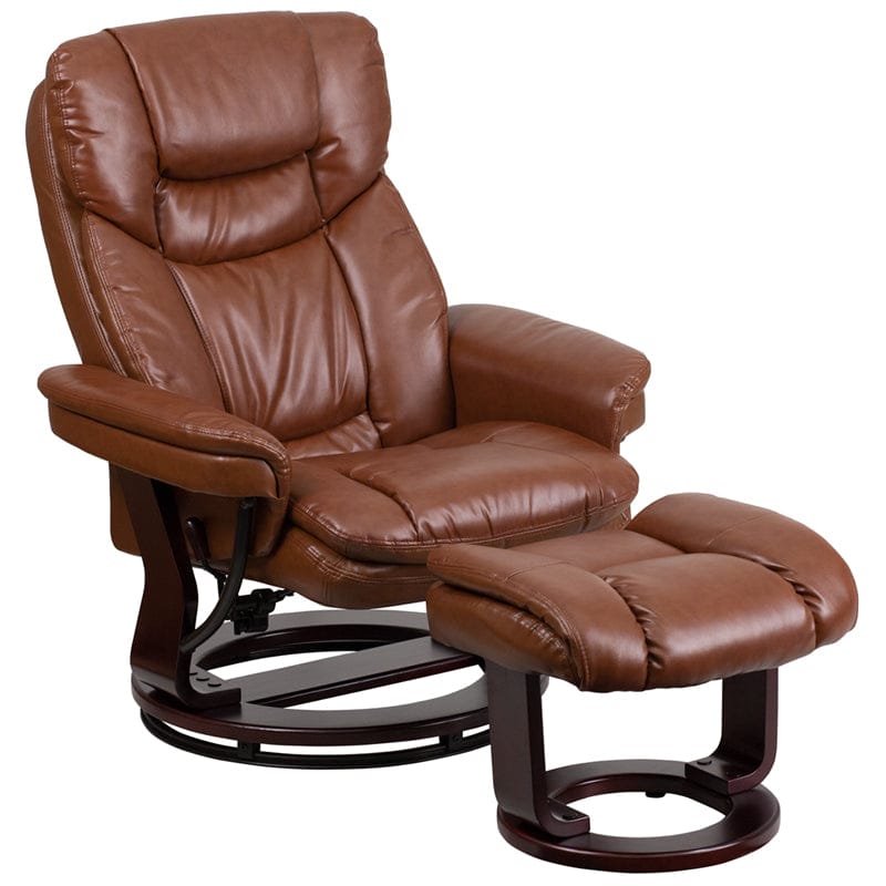 Recliner Chair with Ottoman | Beige LeatherSoft Swivel Recliner Chair with Ottoman Footrest - BT-7821-BGE-GG A-Z Store Nadia