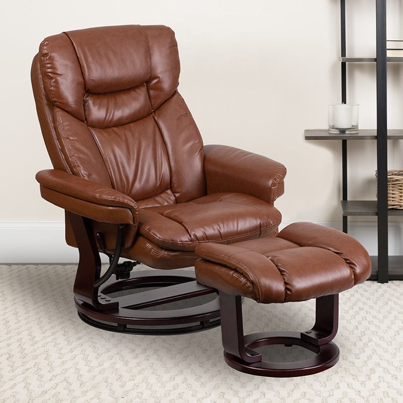 Recliner Chair with Ottoman | Beige LeatherSoft Swivel Recliner Chair with Ottoman Footrest - BT-7821-BGE-GG A-Z Store Nadia