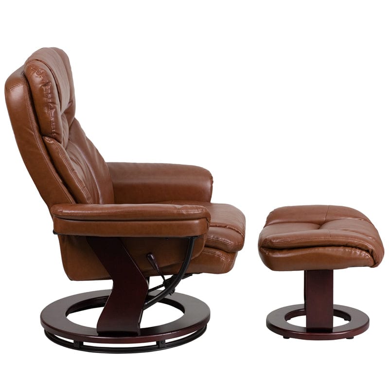 Recliner Chair with Ottoman | Beige LeatherSoft Swivel Recliner Chair with Ottoman Footrest - BT-7821-BGE-GG A-Z Store Nadia