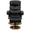 Contemporary Multi-Position Recliner and Ottoman with Wood Base in Black LeatherSoft -  BT-7828-PILLOW-GG