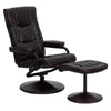 Contemporary Multi-Position Recliner and Ottoman with Wrapped Base in Black LeatherSoft - BT-7862-BK-GG