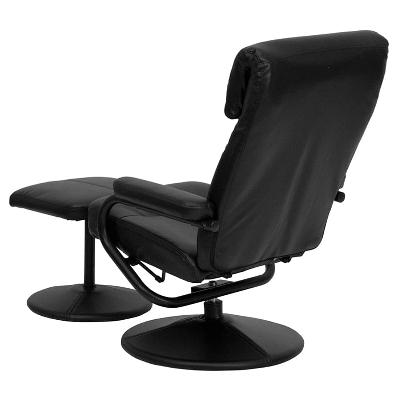 Contemporary Multi-Position Headrest Recliner and Ottoman with Wrapped Base in Black LeatherSoft - BT-7863-BK-GG A-Z Store Nadia
