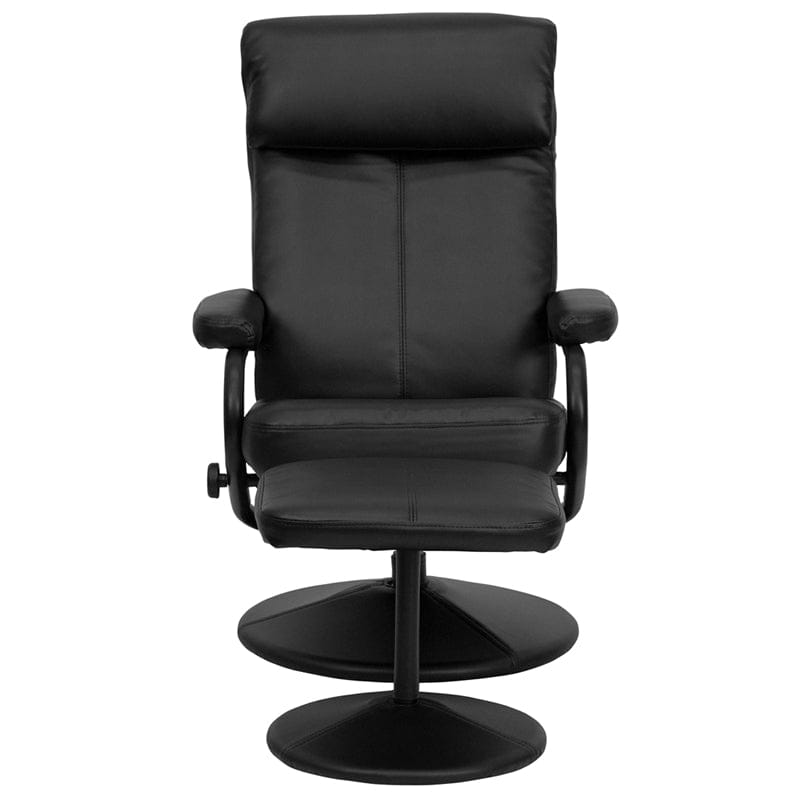 Contemporary Multi-Position Headrest Recliner and Ottoman with Wrapped Base in Black LeatherSoft - BT-7863-BK-GG A-Z Store Nadia