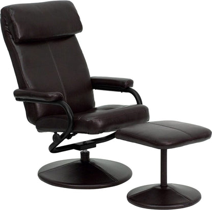 Contemporary Multi-Position Headrest Recliner and Ottoman with Wrapped Base in Black LeatherSoft - BT-7863-BK-GG A-Z Store Nadia