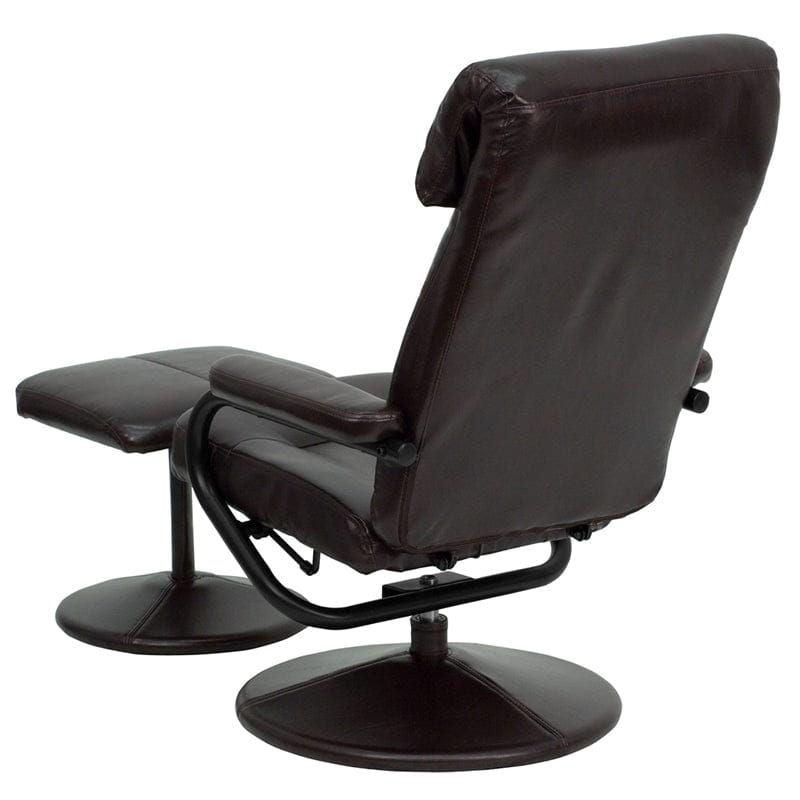 Contemporary Multi-Position Headrest Recliner and Ottoman with Wrapped Base in Black LeatherSoft - BT-7863-BK-GG A-Z Store Nadia