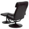 Contemporary Multi-Position Headrest Recliner and Ottoman with Wrapped Base in Black LeatherSoft - BT-7863-BK-GG