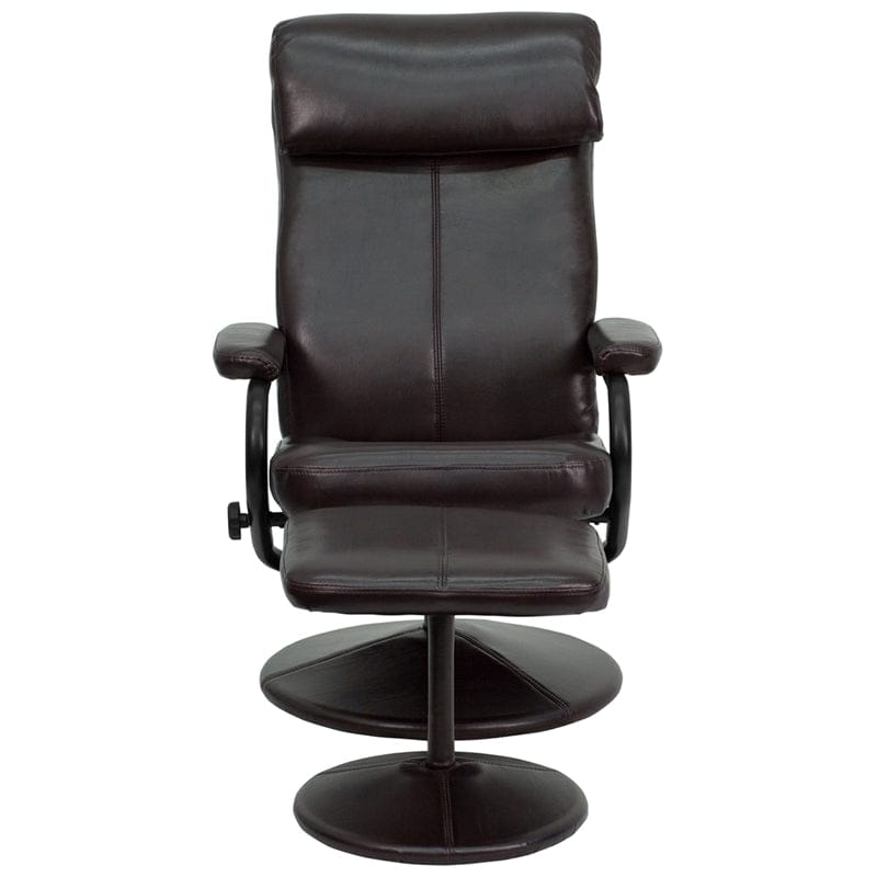 Contemporary Multi-Position Headrest Recliner and Ottoman with Wrapped Base in Black LeatherSoft - BT-7863-BK-GG A-Z Store Nadia
