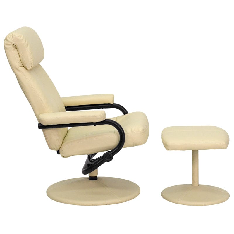 Contemporary Multi-Position Headrest Recliner and Ottoman with Wrapped Base in Black LeatherSoft - BT-7863-BK-GG A-Z Store Nadia