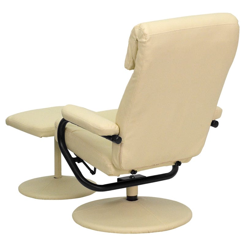 Contemporary Multi-Position Headrest Recliner and Ottoman with Wrapped Base in Black LeatherSoft - BT-7863-BK-GG A-Z Store Nadia