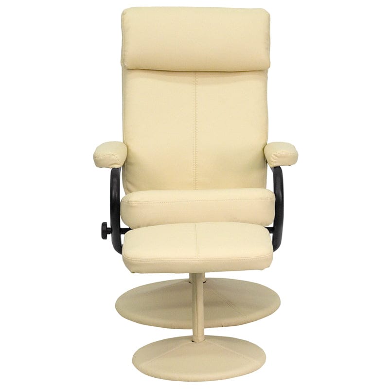Contemporary Multi-Position Headrest Recliner and Ottoman with Wrapped Base in Black LeatherSoft - BT-7863-BK-GG A-Z Store Nadia