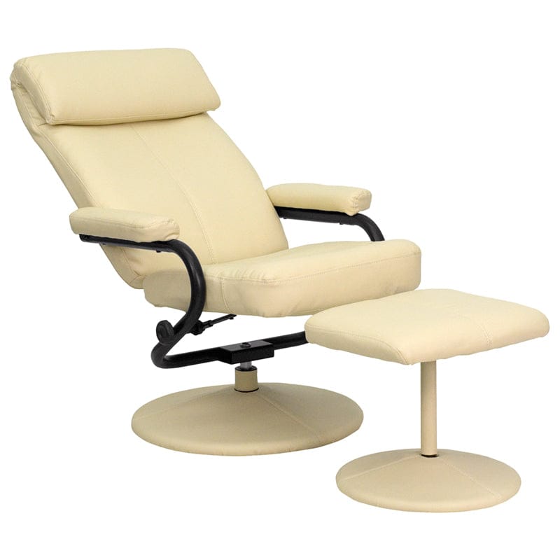 Contemporary Multi-Position Headrest Recliner and Ottoman with Wrapped Base in Black LeatherSoft - BT-7863-BK-GG A-Z Store Nadia