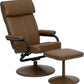 Contemporary Multi-Position Headrest Recliner and Ottoman with Wrapped Base in Black LeatherSoft - BT-7863-BK-GG A-Z Store Nadia