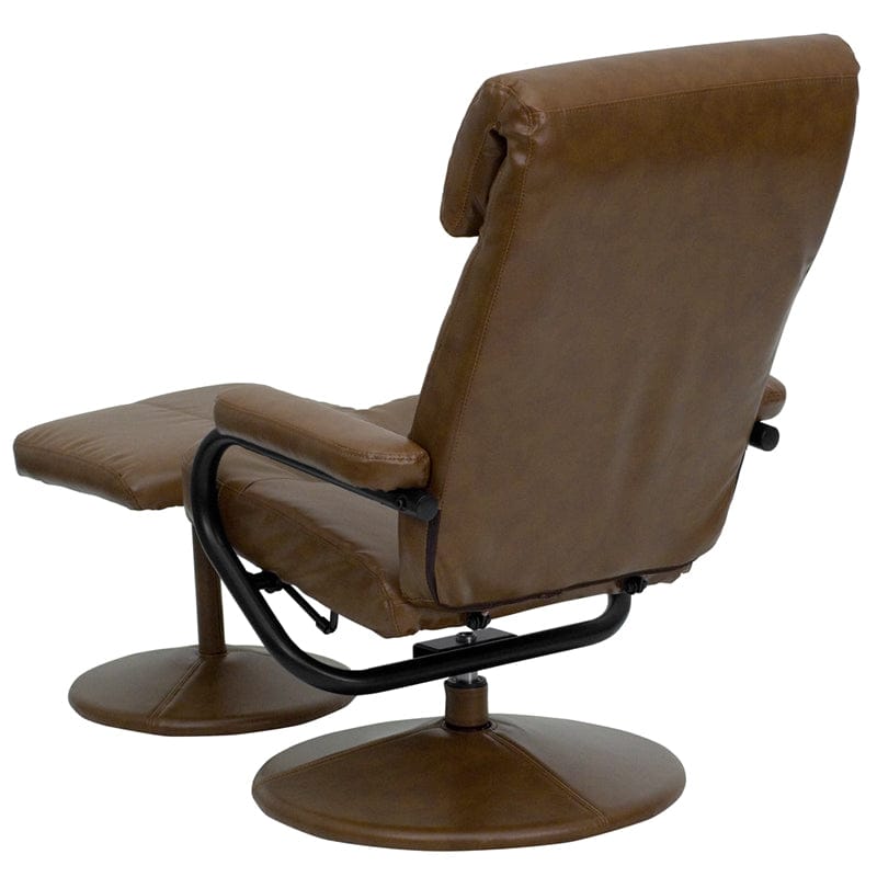 Contemporary Multi-Position Headrest Recliner and Ottoman with Wrapped Base in Black LeatherSoft - BT-7863-BK-GG A-Z Store Nadia