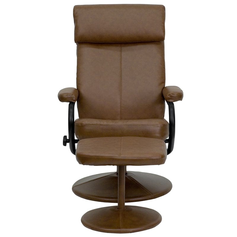 Contemporary Multi-Position Headrest Recliner and Ottoman with Wrapped Base in Black LeatherSoft - BT-7863-BK-GG A-Z Store Nadia