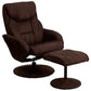 Contemporary Multi-Position Recliner and Ottoman with Circular Wrapped Base in Brown Microfiber - BT-7895-MIC-PINPOINT-GG Mega Marabella
